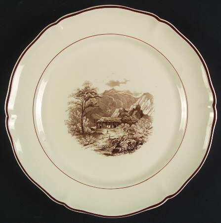 Alpina (Scalloped, Brown Scene) Dinner Plate
