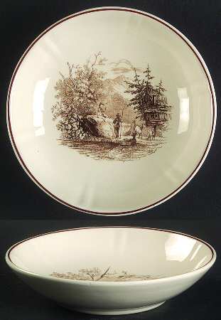 Alpina (Scalloped, Brown Scene) Fruit/Dessert (Sauce) Bowl