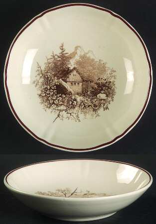 Alpina (Scalloped, Brown Scene) Fruit/Dessert (Sauce) Bowl