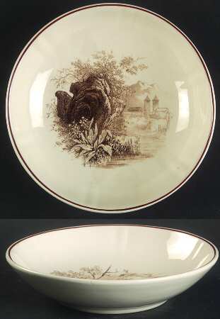 Alpina (Scalloped, Brown Scene) Fruit/Dessert (Sauce) Bowl