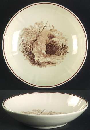 Alpina (Scalloped, Brown Scene) Fruit/Dessert (Sauce) Bowl