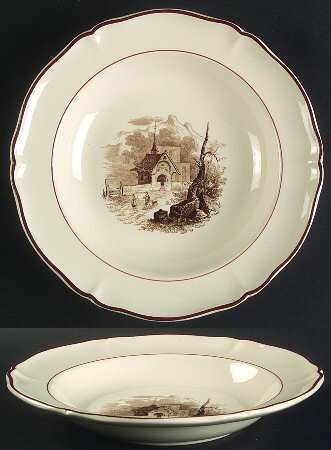 Alpina (Scalloped, Brown Scene) Rim Soup Bowl