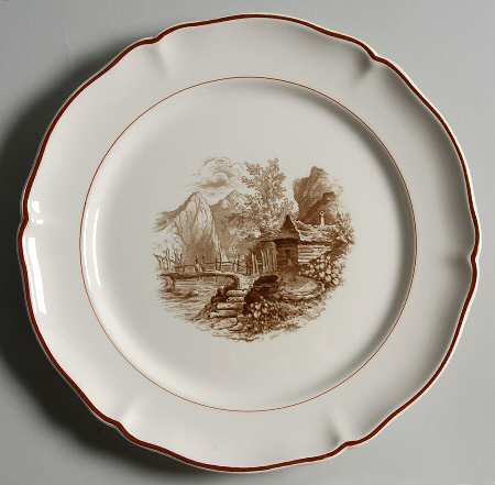Alpina (Scalloped, Brown Scene) Dinner Plate
