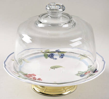 Cottage 6 1/2"-7 1/2" Footed Cheese Plate w/ Glass Dome HC