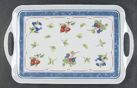 Cottage 19" Rectangular Handled Serving Melamine Tray