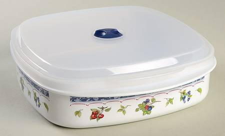 Cottage 40 Oz Square Plastic Microwave Bowl w/Vent Lid
