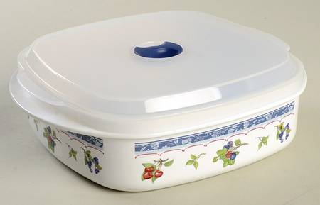 Cottage 28 Oz Square Plastic Microwave Bowl w/Vent Lid