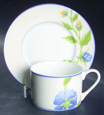 Blue Pansy Flat Cup & Saucer Set by Victoria & Beale