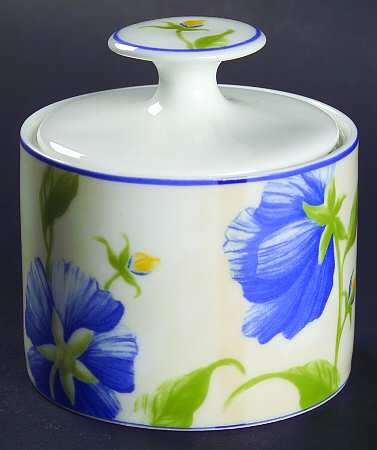 Blue Pansy Sugar Bowl & Lid