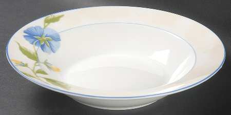 Blue Pansy Rim Soup Bowl