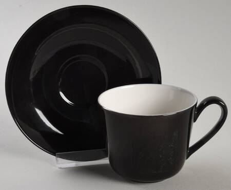 Wonderful World Black Flat Demitasse Cup & Saucer Set
