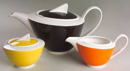 Wonderful World Black (3 Pc Tea Set (Creamer1, Sugar2, Teapot/Coffeepot)