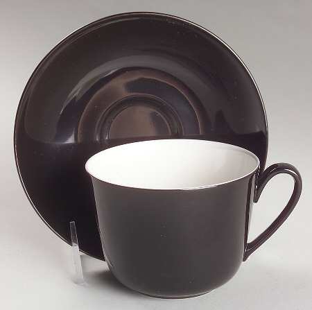 Wonderful World Black Flat Cup & Saucer Set