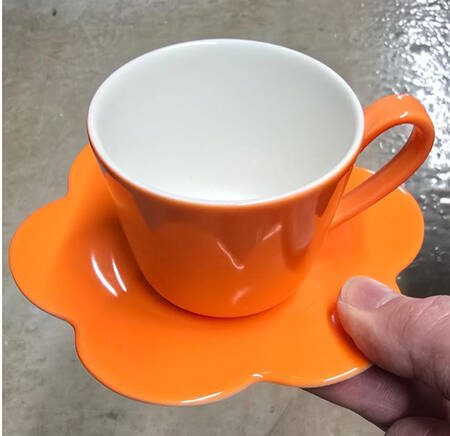 Wonderful World Orange Flat Demitasse Cup & Saucer Set (Bloom Shape)