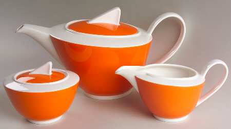 Wonderful World Orange (3 Pc) Tea Set (Creamer, Sugar, Teapot/Coffeepot)