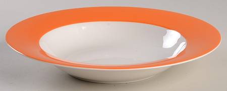 Wonderful World Orange Large Rim Soup Bowl