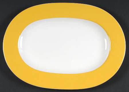 Wonderful World Yellow 13" Oval Serving Platter