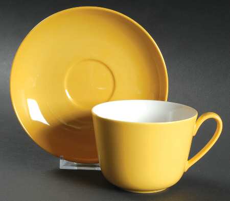 Wonderful World Yellow Flat Cup & Saucer Set