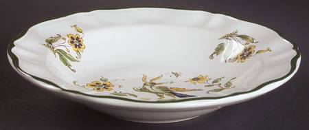 Vieux Provence Green Trim Large Rim Soup Bowl