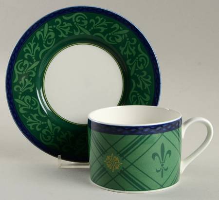 Fleur De Lis Flat Cup & Saucer Set