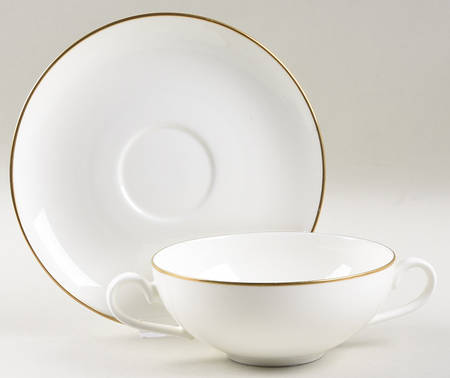Charleston Gold Flat Cream Soup Bowl & Breakfast Saucer Set
