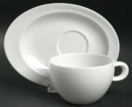 Organic White Flat Cup & Saucer Set