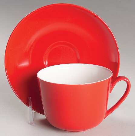 Wonderful World Red Flat Cup & Saucer Set