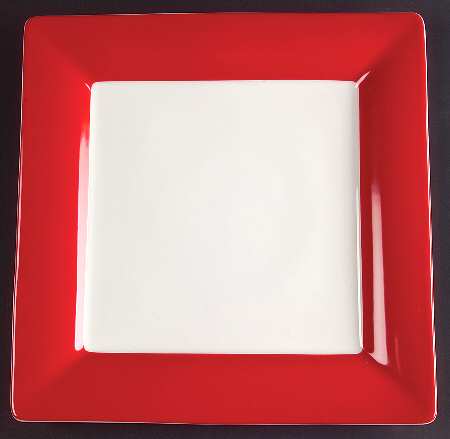 Wonderful World Red Square Dinner Plate