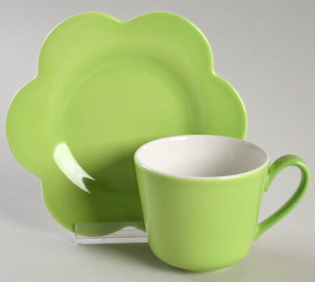 Wonderful World Green Flat Demitasse Cup & Saucer Set (Bloom Shape)