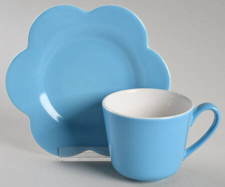 Wonderful World Blue Flat Demitasse Cup & Saucer Set (Bloom Shape)