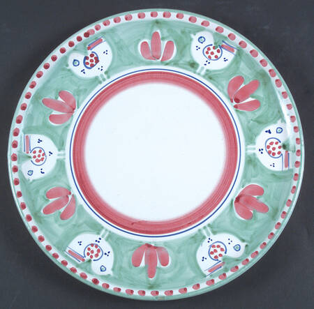 Campagna Chicken (Green Border, Pink Dots) Cake Plate