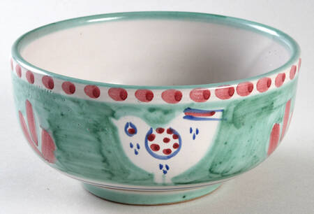 Campagna Chicken (Green Border, Pink Dots) Coupe Cereal Bowl