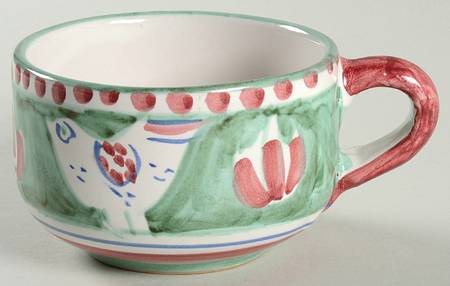 Campagna Chicken (Green Border, Pink Dots) Flat Cup