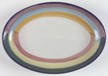 Rainbow Stripes 16" Oval Serving Platter