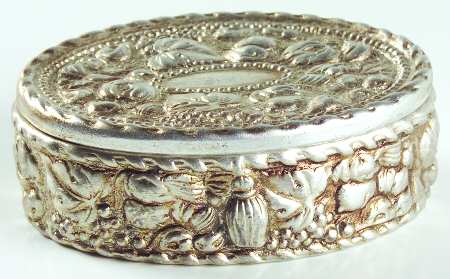 Florentine Silver Oval Box & Lid
