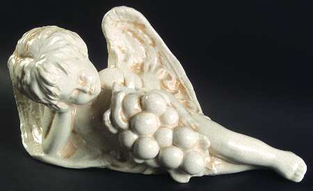 Antique White Small Reclining Angel Figurine