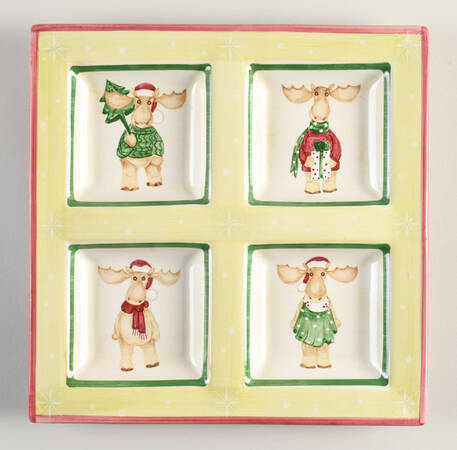 X Mas Fun Divided 4-Part Square Platter