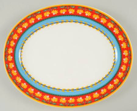 Yellow Flowers 12" Oval Serving Platter