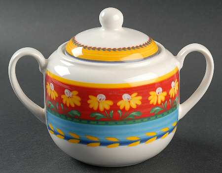 Yellow Flowers Sugar Bowl & Lid