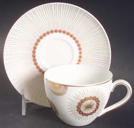 Golden Garden Pearls Flat Cup & Saucer Set
