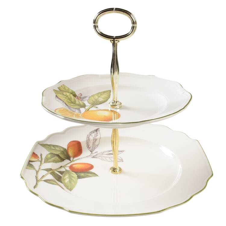 Cascara 6 5/8"-10"  2 Tiered Serving Tray (Dp, Sp) HC