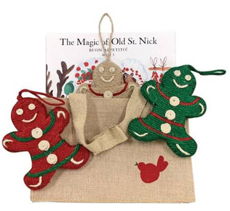 Old St Nick Book & Ornaments (3) with Tote Gift Set