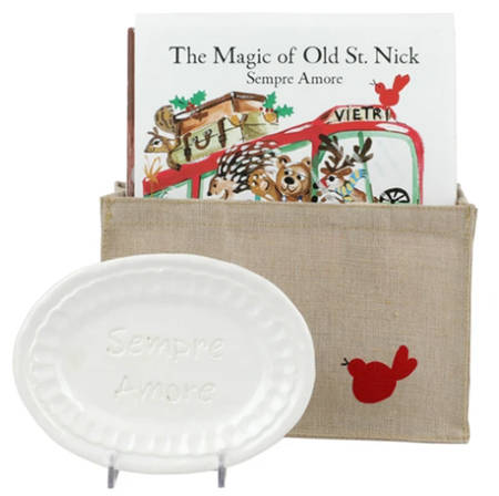 Old St Nick Book & Oval Plate with Tote Gift Set