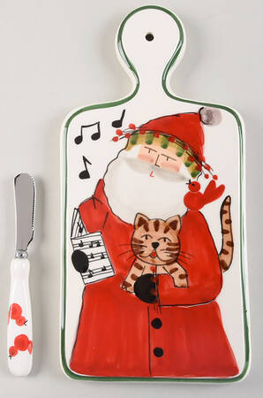 Old St Nick Cheese & Cracker Board with Spreader