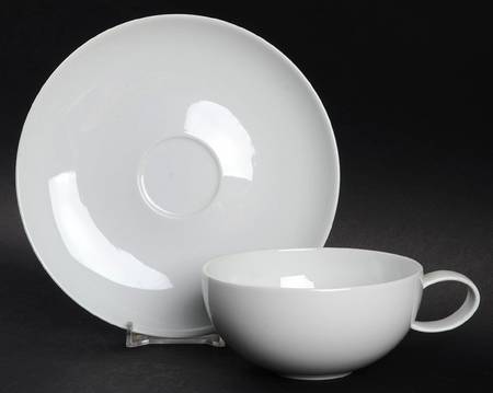 Domo White Flat Cup & Saucer Set