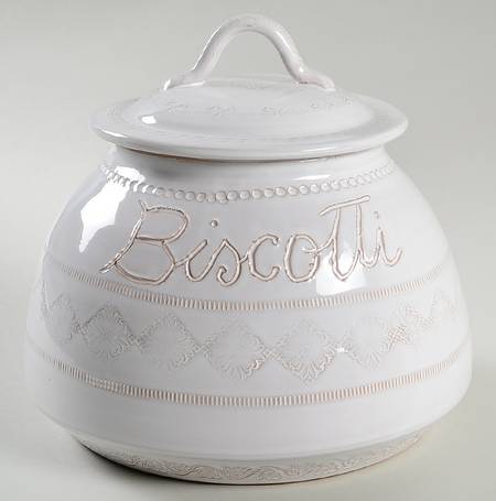 Bellezza White Biscotti Jar & Lid