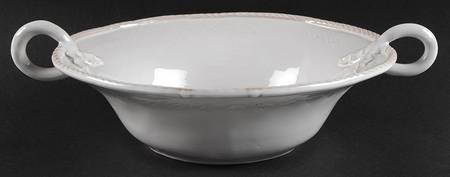 Bellezza White 11" Round Handled Bowl