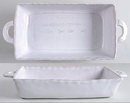 Bellezza White 16" Rectangular Baker