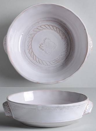 Bellezza White 6" Round Handled Bowl by Vietri (Italy)