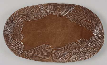Pineta Acorn Brown 12" Oval Serving Platter